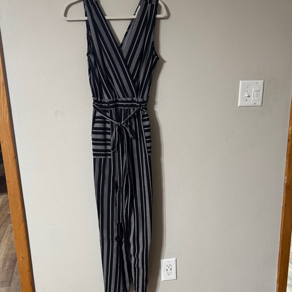 Striped Black and Gray Jumpsuit